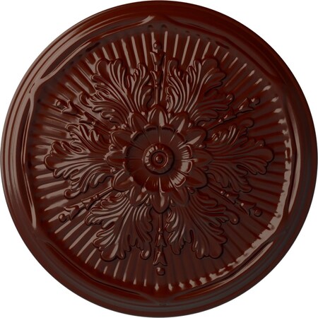 Ekena Millwork Luton Ceiling Medallion (Fits Canopies up to 3 1/2"), Hand-Painted Brushed Mahogany, 21"OD x 2"P CM21LUBMF